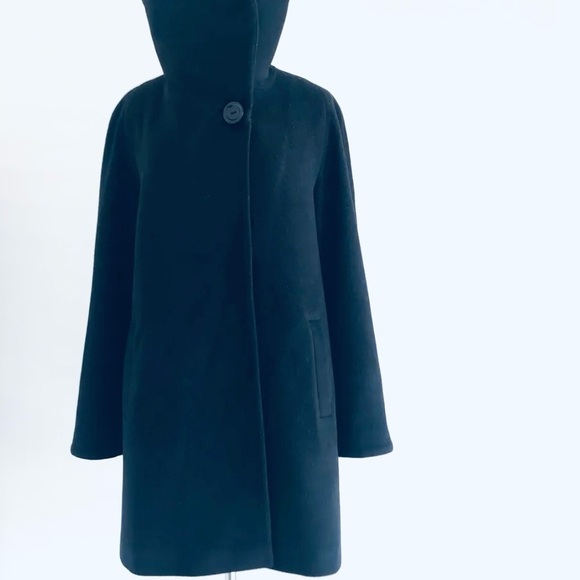 CINZIA ROCCA Soft Baby Wool Funnel Neck Coat Made in Italy, navy - Picture 2 of 10